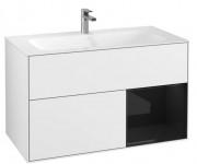 Тумба під раковину Villeroy & Boch Finion 99,6х49,8 см з підсвічуванням МДФ білий глянцевий лак/глянцевий чорний лак F040PHGF