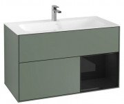 Тумба под раковину Villeroy & Boch Finion 99,6х49,8 см с подсветкой МДФ оливковый матовый лак/глянцевый черный лак F040PHGM