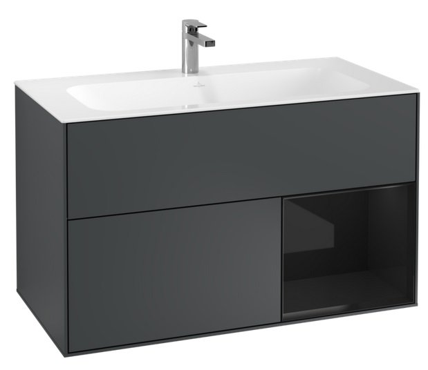 Тумба під раковину Villeroy & Boch Finion 99,6х49,8 см із підсвічуванням МДФ темно-синій матовий лак/глянцевий чорний лак F040PHHG