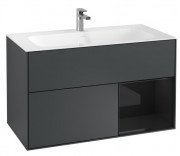 Тумба под раковину Villeroy & Boch Finion 99,6х49,8 см с подсветкой МДФ темно-синий матовый лак/глянцевый черный лак F040PHHG