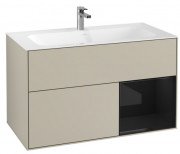 Тумба под раковину Villeroy & Boch Finion 99,6х49,8 см с подсветкой МДФ песок матовый лак/глянцевый черный лак F040PHHH