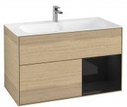 Тумба под раковину Villeroy & Boch Finion 99,6х49,8 см с подсветкой ДСП шпон дуба/глянцевый черный лак F040PHPC