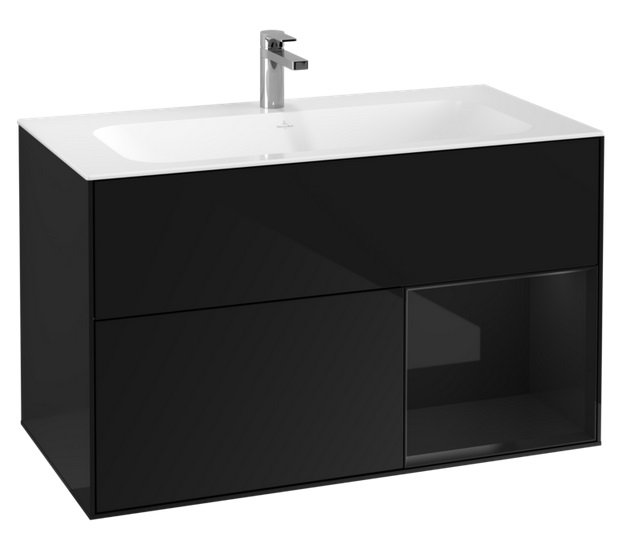 Тумба під раковину Villeroy & Boch Finion 99,6х49,8 см з підсвічуванням МДФ глянсовий чорний лак F040PHPH