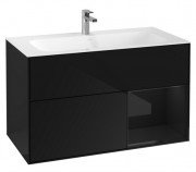 Тумба под раковину Villeroy & Boch Finion 99,6х49,8 см с подсветкой МДФ глянцевый черный лак F040PHPH