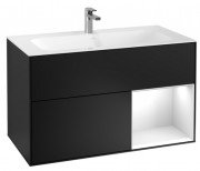 Тумба під раковину Villeroy & Boch Finion 99,6х49,8 см із підсвічуванням МДФ чорний матовий лак/глянцевий білий лак G040GFPD