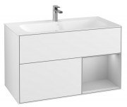 Тумба под раковину Villeroy & Boch Finion 99,6х49,8 см с подсветкой МДФ глянцевый белый лак/светло-серый матовый лак G040GJGF