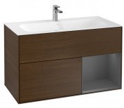 Тумба под раковину Villeroy & Boch Finion 99,6х49,8 см с подсветкой ДСП шпон грецкого ореха/антрацит матовый лак G040GKGN