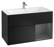 Тумба під раковину Villeroy & Boch Finion 99,6х49,8 см з підсвічуванням МДФ чорний матовий лак/антрацит матовий лак G040GKPD