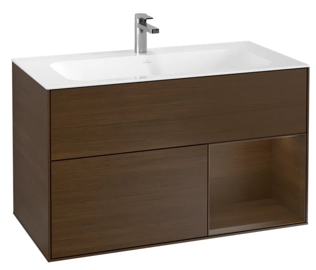 Тумба под раковину Villeroy & Boch Finion 99,6х49,8 см с подсветкой ДСП шпон грецкого ореха G040GNGN