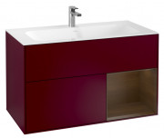 Тумба под раковину Villeroy & Boch Finion 99,6х49,8 см с подсветкой МДФ пион матовый лак/шпон грецкого ореха G040GNHB