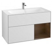 Тумба під раковину Villeroy & Boch Finion 99,6х49,8 см з підсвічуванням МДФ білий матовий лак/шпон волоського горіха G040GNMT