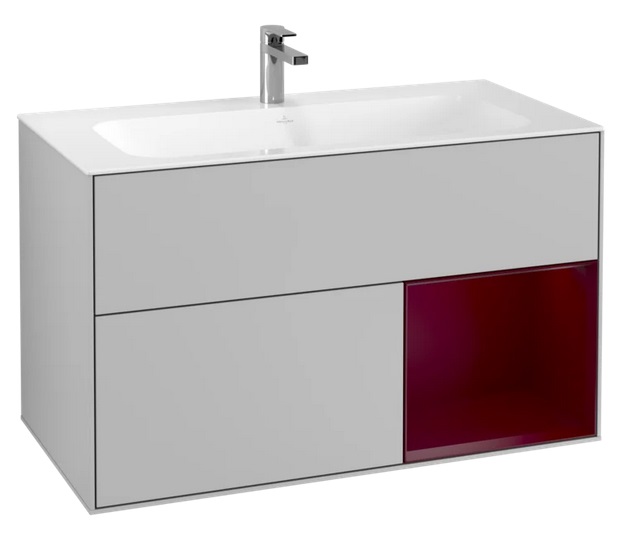 Тумба под раковину Villeroy & Boch Finion 99,6х49,8 см с подсветкой МДФ светло-серый матовый лак/пион матовый лак G040HBGJ