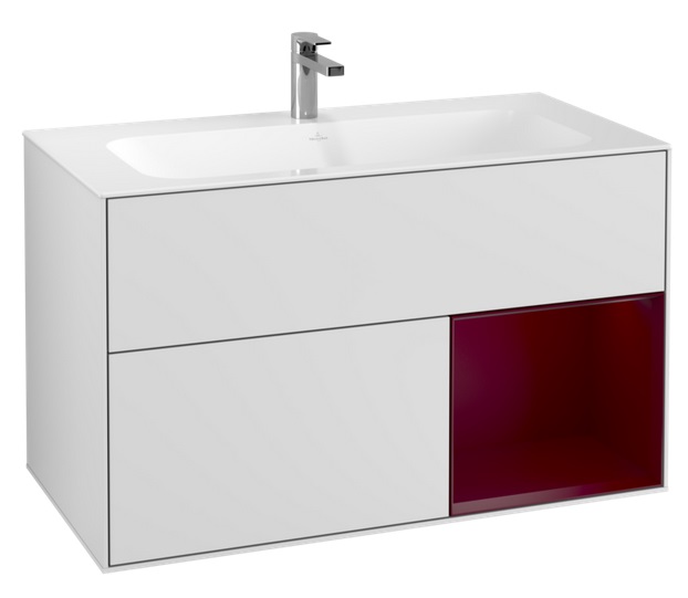 Тумба под раковину Villeroy & Boch Finion 99,6х49,8 см с подсветкой МДФ белый матовый лак/пион матовый лак G040HBMT