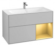 Тумба под раковину Villeroy & Boch Finion 99,6х49,8 см с подсветкой МДФ светло-серый матовый лак/золотой матовый лак G040HFGJ