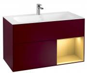 Тумба под раковину Villeroy & Boch Finion 99,6х49,8 см с подсветкой МДФ пион матовый лак/золотой матовый лак G040HFHB