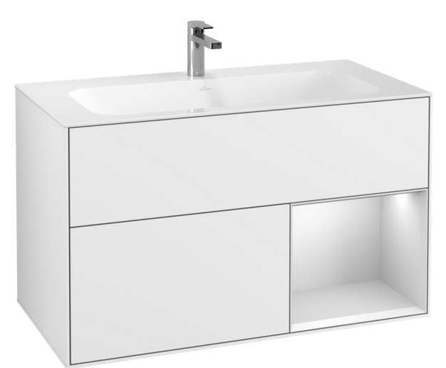 Тумба под раковину Villeroy & Boch Finion 99,6х49,8 см с подсветкой МДФ глянцевый белый лак/белый матовый лак G040MTGF