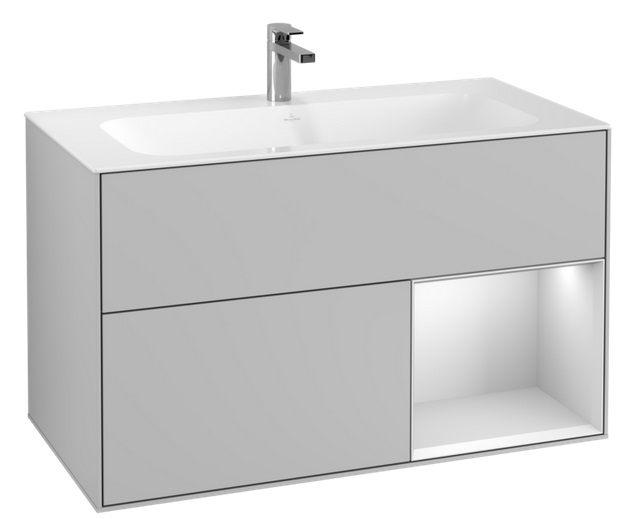 Тумба под раковину Villeroy & Boch Finion 99,6х49,8 см с подсветкой МДФ светло-серый матовый лак/белый матовый лак G040MTGJ