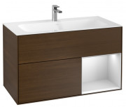 Тумба под раковину Villeroy & Boch Finion 99,6х49,8 см с подсветкой ДСП шпон грецкого ореха/белый матовый лак G040MTGN