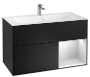 Тумба под раковину Villeroy & Boch Finion 99,6х49,8 см с подсветкой МДФ черный матовый лак/белый матовый лак G040MTPD
