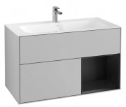 Тумба под раковину Villeroy & Boch Finion 99,6х49,8 см с подсветкой МДФ светло-серый матовый лак/черный матовый лак G040PDGJ