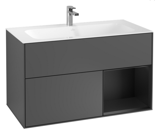 Тумба под раковину Villeroy & Boch Finion 99,6х49,8 см с подсветкой МДФ антрацит матовый лак/черный матовый лак G040PDGK