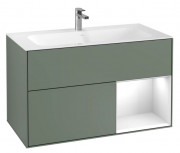 Тумба под раковину Villeroy & Boch Finion 99,6х49,8 см с подсветкой МДФ оливковый матовый лак/глянцевый белый лак G040GFGM