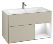 Тумба под раковину Villeroy & Boch Finion 99,6х49,8 см с подсветкой МДФ песок матовый лак/глянцевый белый лак G040GFHH