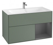 Тумба под раковину Villeroy & Boch Finion 99,6х49,8 см с подсветкой МДФ оливковый матовый лак/антрацит матовый лак G040GKGM