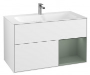 Тумба под раковину Villeroy & Boch Finion 99,6х49,8 см с подсветкой МДФ глянцевый белый лак/оливковый матовый лак G040GMGF