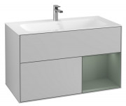 Тумба под раковину Villeroy & Boch Finion 99,6х49,8 см с подсветкой МДФ светло-серый матовый лак/оливковый матовый лак G040GMGJ