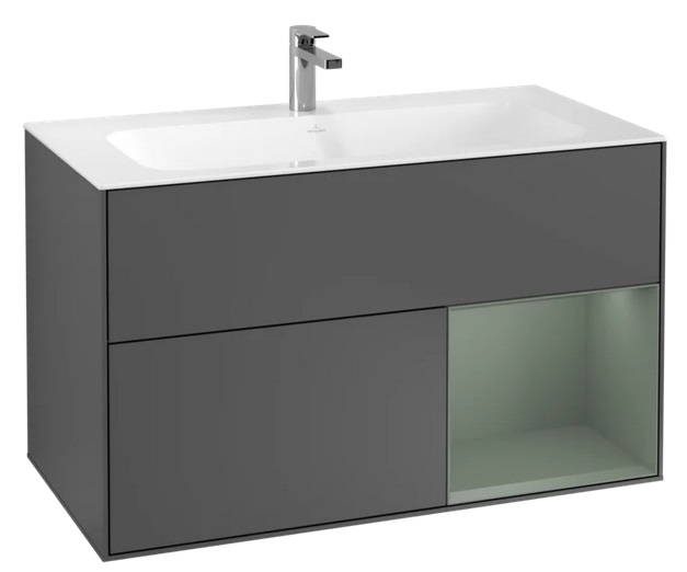 Тумба під раковину Villeroy & Boch Finion 99,6х49,8 см з підсвічуванням МДФ антрацит матовий лак/оливковий матовий лак G040GMGK