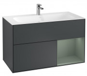 Тумба под раковину Villeroy & Boch Finion 99,6х49,8 см с подсветкой МДФ темно-синий матовый лак/оливковый матовый лак G040GMHG