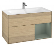 Тумба под раковину Villeroy & Boch Finion 99,6х49,8 см с подсветкой ДСП шпон дуба/оливковый матовый лак G040GMPC