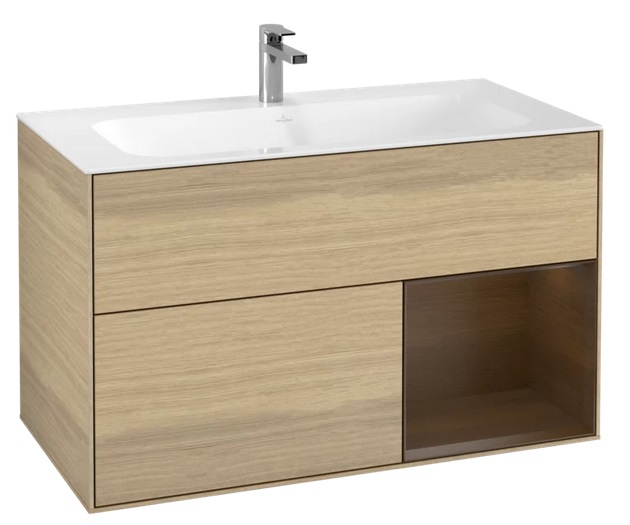 Тумба под раковину Villeroy & Boch Finion 99,6х49,8 см с подсветкой ДСП шпон дуба/шпон грецкого ореха G040GNPC