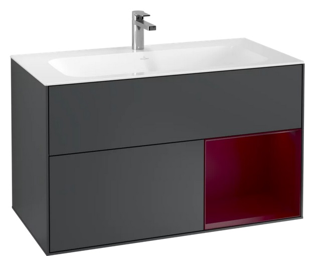 Тумба под раковину Villeroy & Boch Finion 99,6х49,8 см с подсветкой МДФ темно-синий матовый лак/пион матовый лак G040HBHG