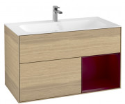 Тумба под раковину Villeroy & Boch Finion 99,6х49,8 см с подсветкой ДСП шпон дуба/пион матовый лак G040HBPC