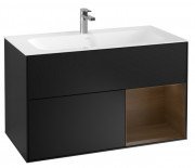 Тумба под раковину Villeroy & Boch Finion 99,6х49,8 см с подсветкой МДФ черный матовый лак/шпон грецкого ореха G040GNPD