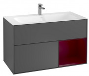 Тумба под раковину Villeroy & Boch Finion 99,6х49,8 см с подсветкой МДФ антрацит матовый лак/пион матовый лак G040HBGK