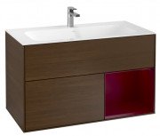 Тумба под раковину Villeroy & Boch Finion 99,6х49,8 см с подсветкой ДСП шпон грецкого ореха/пион матовый лак G040HBGN