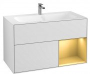 Тумба под раковину Villeroy & Boch Finion 99,6х49,8 см с подсветкой МДФ белый матовый лак/золотой матовый лак G040HFMT