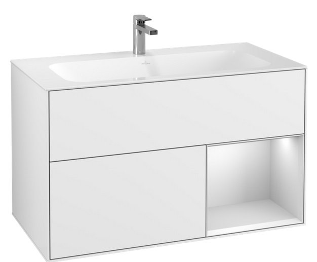 Тумба под раковину Villeroy & Boch Finion 99,6х49,8 см с подсветкой МДФ глянцевый белый лак/белый матовый лак G040MTGF