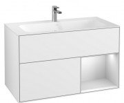 Тумба под раковину Villeroy & Boch Finion 99,6х49,8 см с подсветкой МДФ глянцевый белый лак/белый матовый лак G040MTGF