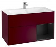 Тумба под раковину Villeroy & Boch Finion 99,6х49,8 см с подсветкой МДФ пион матовый лак/черный матовый лак G040PDHB