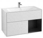 Тумба під раковину Villeroy & Boch Finion 99,6х49,8 см із підсвічуванням МДФ білий матовий лак/чорний матовий лак G040PDMT