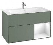 Тумба под раковину Villeroy & Boch Finion 99,6х49,8 см с подсветкой МДФ оливковый матовый лак/глянцевый белый лак G040GFGM