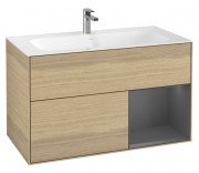 Тумба под раковину Villeroy & Boch Finion 99,6х49,8 см с подсветкой ДСП шпон дуба/антрацит матовый лак G040GKPC