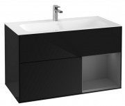 Тумба под раковину Villeroy & Boch Finion 99,6х49,8 см с подсветкой МДФ глянцевый черный лак/антрацит матовый лак G040GKPH