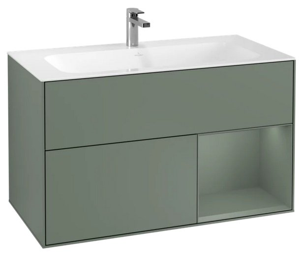 Тумба под раковину Villeroy & Boch Finion 99,6х49,8 см с подсветкой МДФ оливковый матовый лак G040GMGM