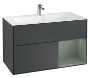 Тумба под раковину Villeroy & Boch Finion 99,6х49,8 см с подсветкой МДФ темно-синий матовый лак/оливковый матовый лак G040GMHG