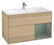 Тумба под раковину Villeroy & Boch Finion 99,6х49,8 см с подсветкой ДСП шпон дуба/оливковый матовый лак G040GMPC